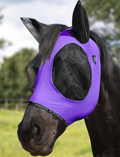 Harrison Howard Horse Fly Mask with Forelock Opening Stretch Breathable and Comfortable for Horses