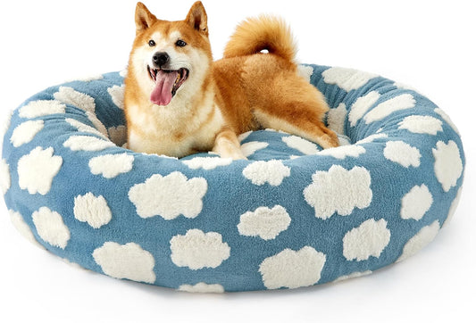 LE SURE Donut Dog Beds Large Sized Dog - Round Pet Beds for Calming Puppy with Washable Cover