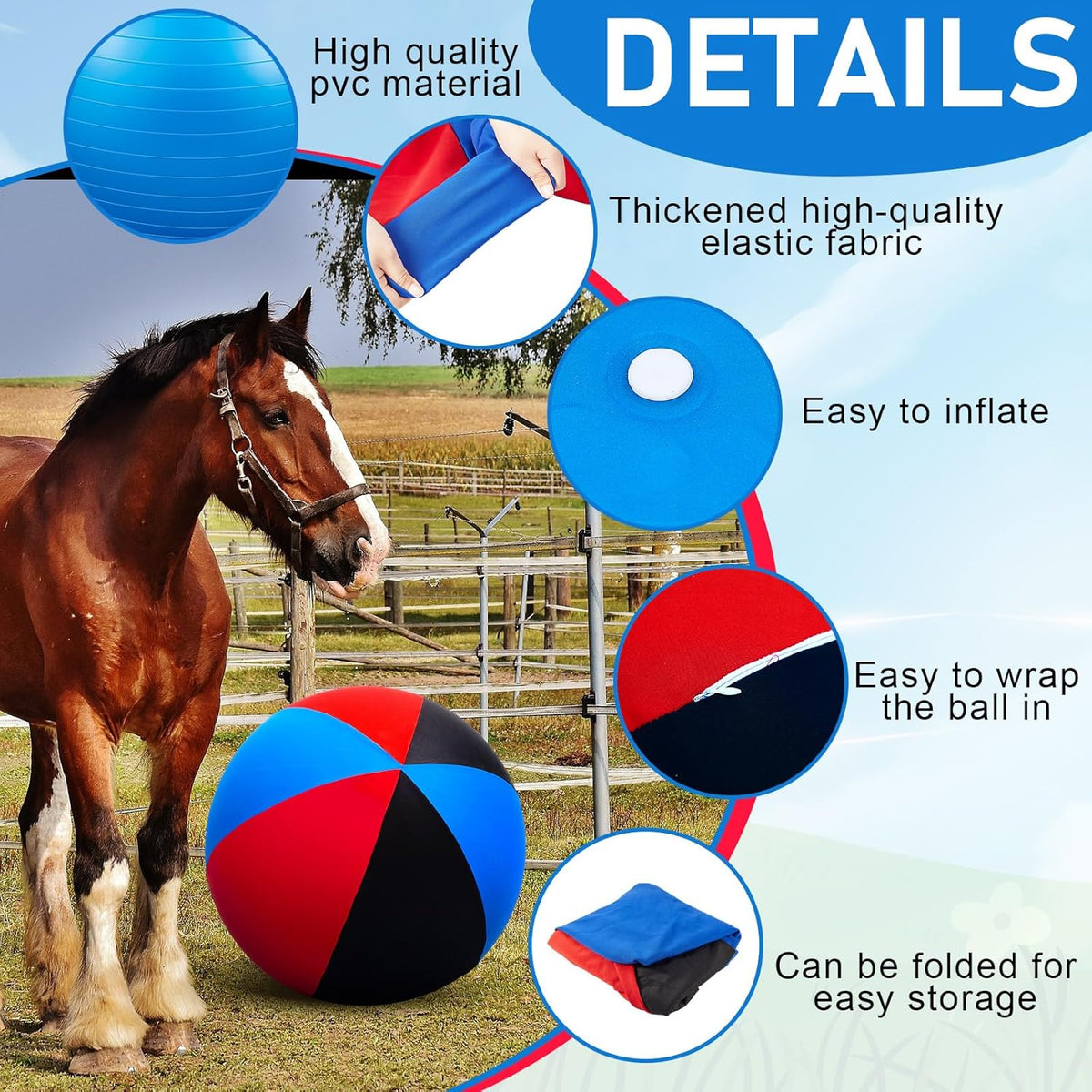 30inch Giant Herding Ball with Cover Anti Burst Ball Please Watch VCR for How to Inflation Horse