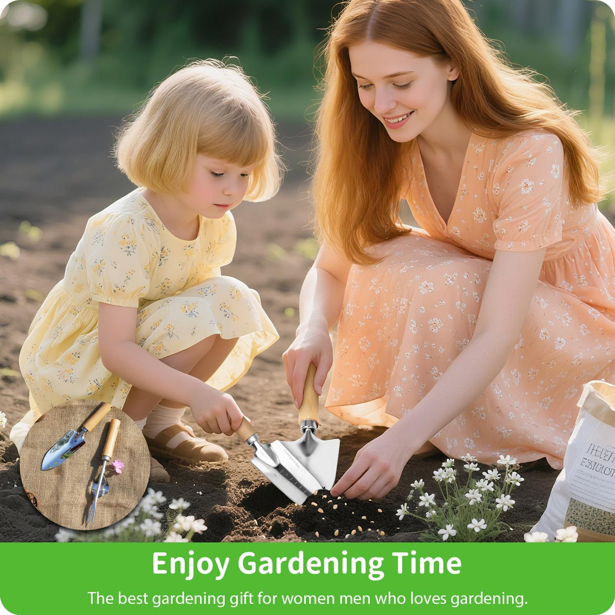 Garden Tool Set, 2 Pieces Stainless Steel Heavy Duty Garden Tools, Garden Kit with Ergonomic Wooden