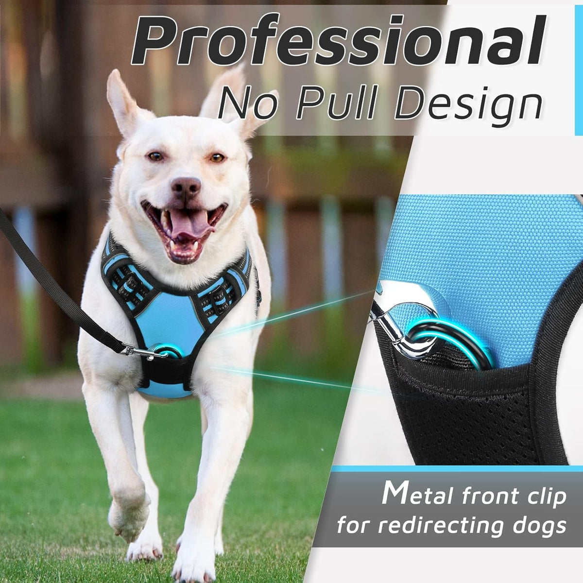 Eagloo Dog Harness Medium Sized Dog, No Pull Service Vest with Reflective Strips and Control