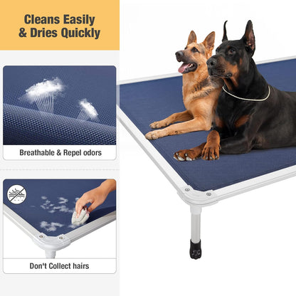 Veehoo Chew Proof Elevated Dog Bed - Cooling Raised Pet Cot - Silver Aluminum Frame and Durable