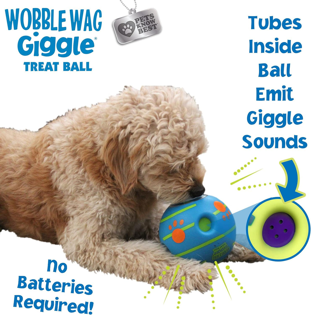 Wobble Wag Giggle Treat Ball- Interactive Dog Toy & Treat Dispenser, Fun Giggle Sounds When Rolled