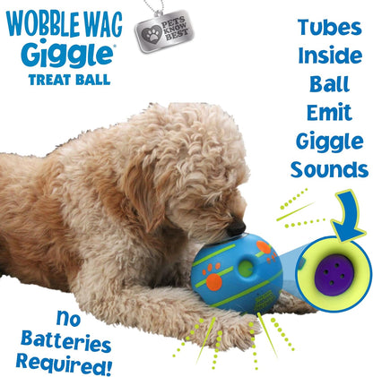 Wobble Wag Giggle Treat Ball- Interactive Dog Toy & Treat Dispenser, Fun Giggle Sounds When Rolled