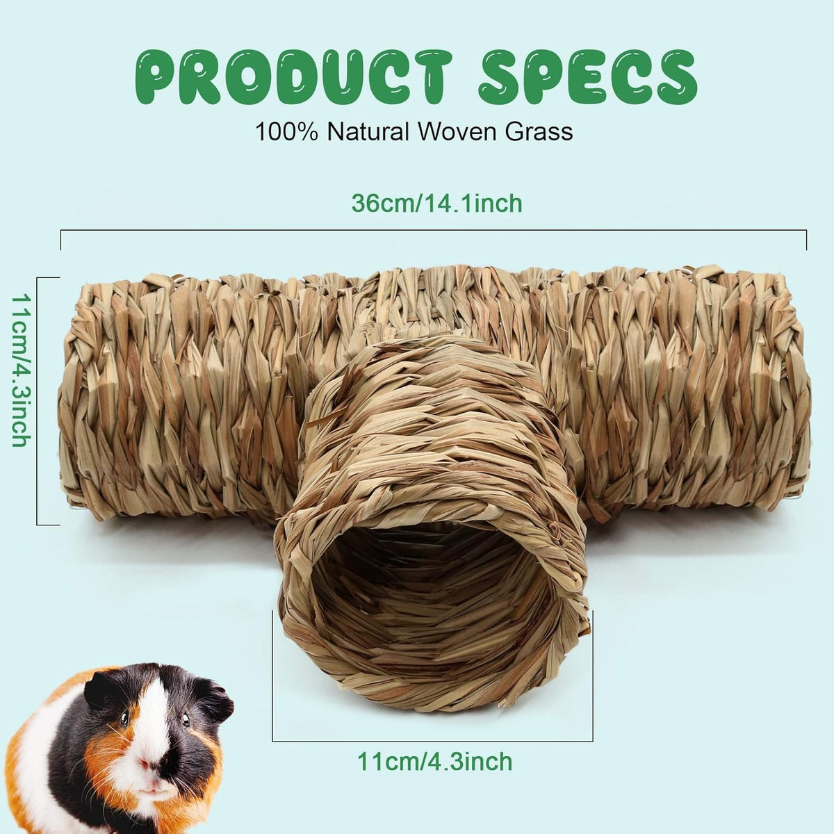 BWOGUE Hamster Grass Tunnel Toy Nature's Hideaway Guinea Pig Tunnels and Tubes Toys for Rats,Syrian