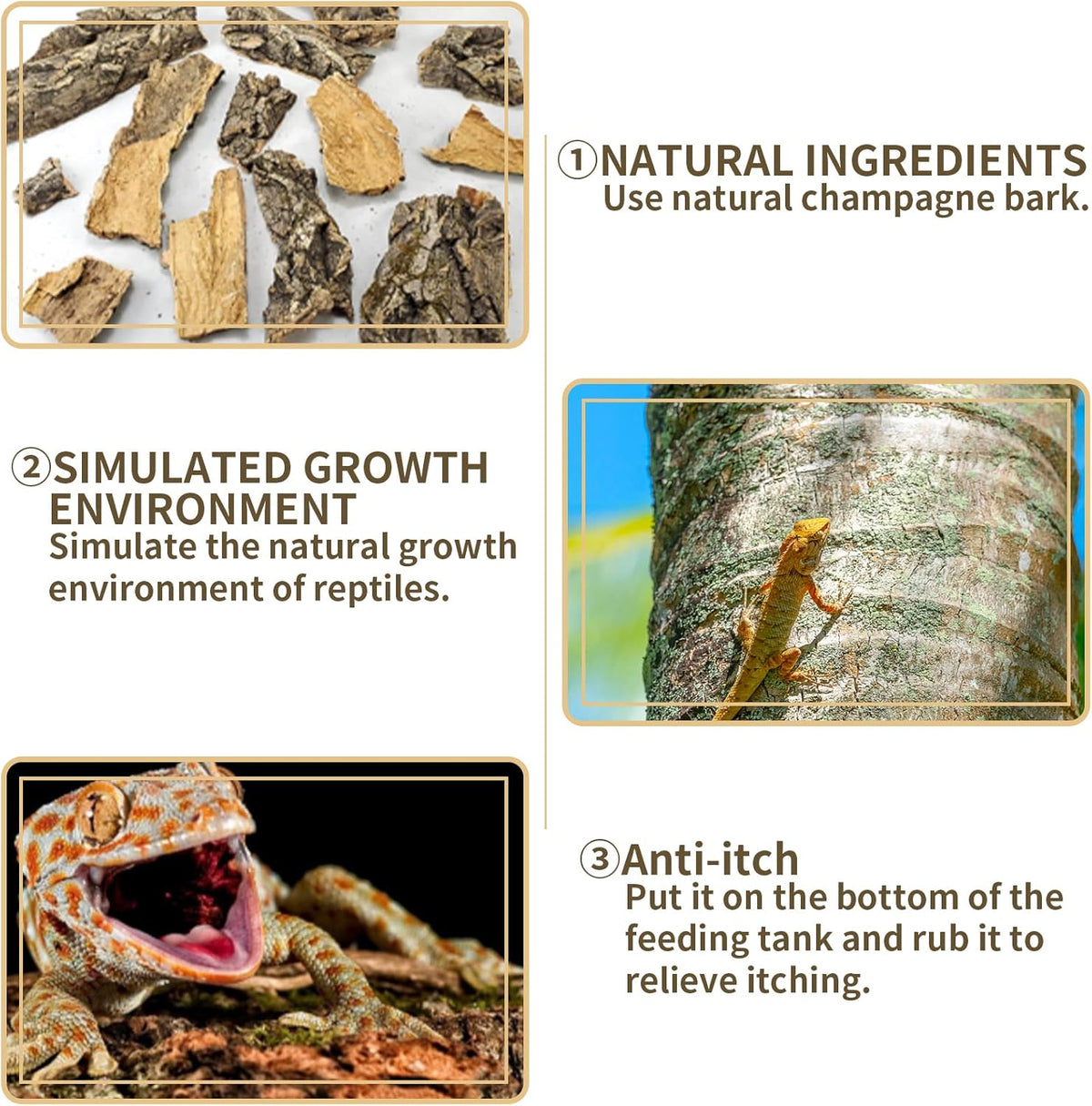Fhiny 2 PCS Cork Bark Background, 11.6" x 7.7" Natural Cork Bark for Reptiles Tank Backdrop Reptile