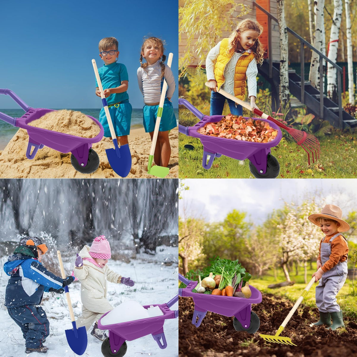 Kids Gardening Tools Outdoor Toys Set Backyard Play with Wheelbarrow Educational STEM Learning