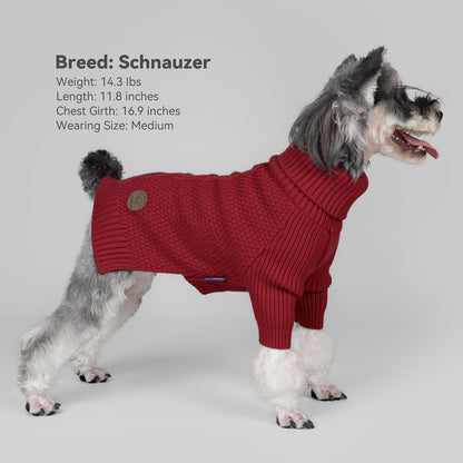 cyeollo Dog Sweater Warm Turtleneck Knitted Dog Christmas Sweaters with Sleeve Soft Winter Pet