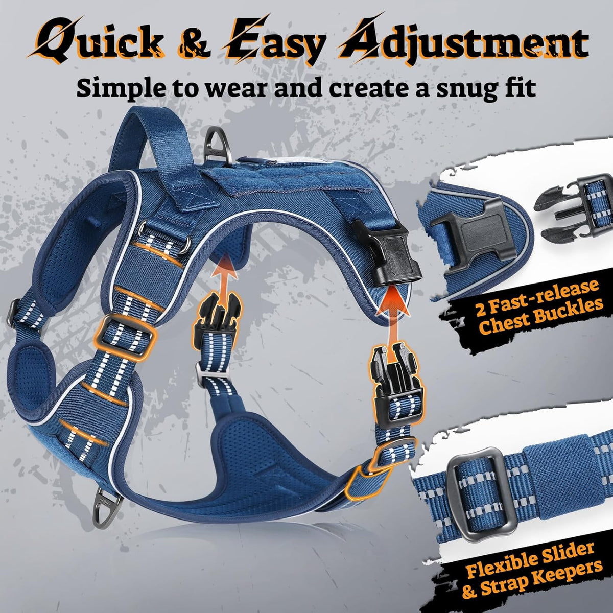 rabbitgoo Dog Harness Medium Sized No Pull, Tactical Service Pet Vest with Molle and Control