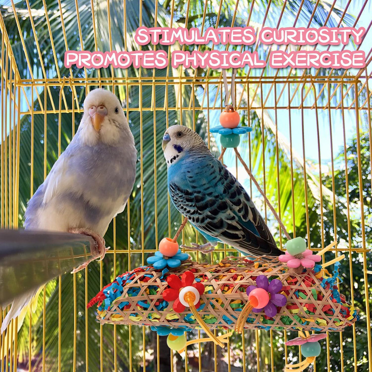 RLRICH 6 Pack Bird Colorful Chewing Toys Parrot Foraging Shredder Toys Shred Hanging Foraging