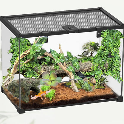 kathson Reptile Rock Hideout Cave,Tortoise Hide Caves,Resin Hides Shelter,Reptile Green Plant