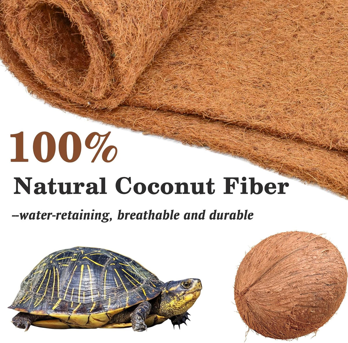 ZeeDix 3 Rolls Coconut Fiber Reptile Substrate Mat, 16 x 36 inches Natural Coco Mat Reptile Carpet