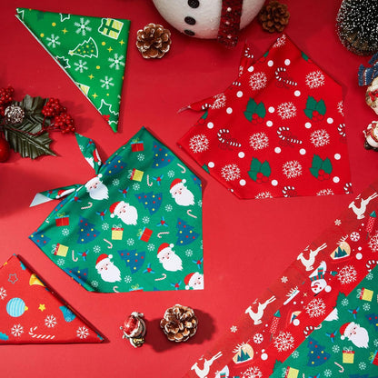 500 Pcs Christmas Bandanas for Dogs Xmas Bandanas Bulk with Santa Snowflake Candy Cane Patterns
