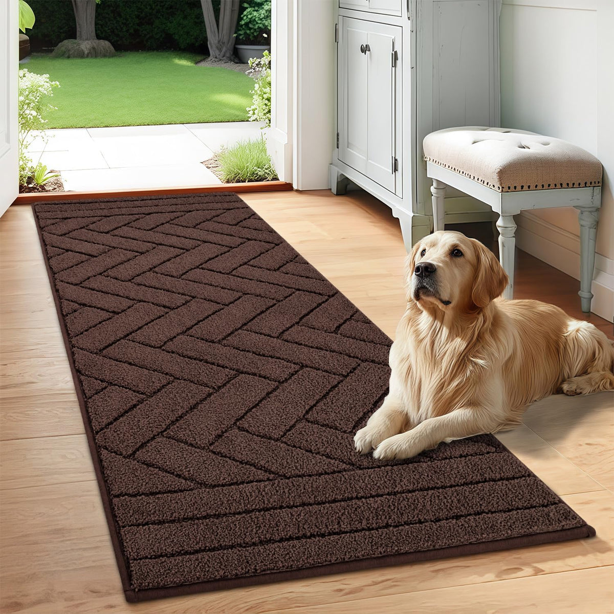 Tindbea Dog Mat for Muddy Paws,Absorbs Moisture Dirt Non-Slip Washable Mud Mat for Dogs,Soft Rubber
