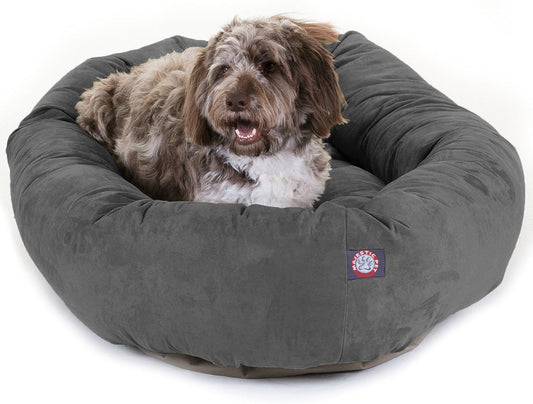 Majestic Pet 52 Inch Suede Calming Dog Bed Washable 52x35x11 (Inch) – Cozy Soft Round Donut Dog Bed