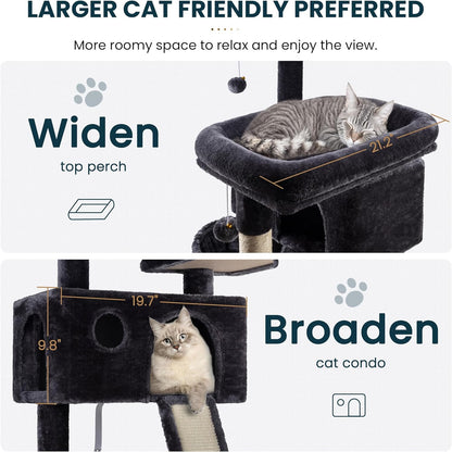 SHA CERLIN 65in Larger Cat Tree Tower Condo for Indoor Kitties/Multi-Level Furniture Activity