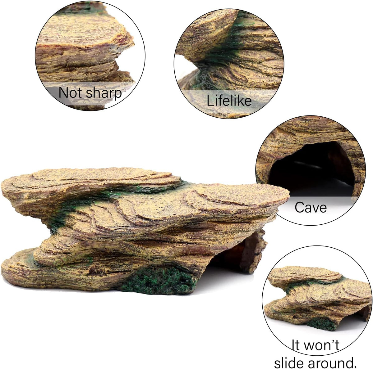 Turtle Basking Platform Shale Scape Step Ledge, Reptile Cave Hideout Turtle Tank Accessories