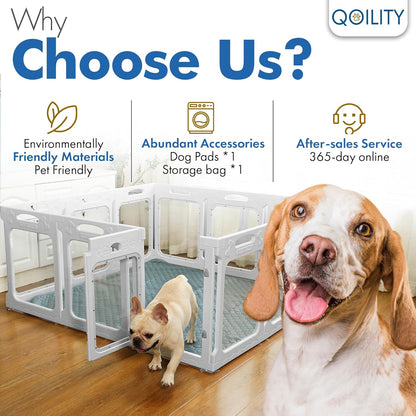 Clear Dog Play Pen Indoor, Effectively Relieves Indoor Pet Anxiety, 56" x 37" x 23.6"H, Suitable