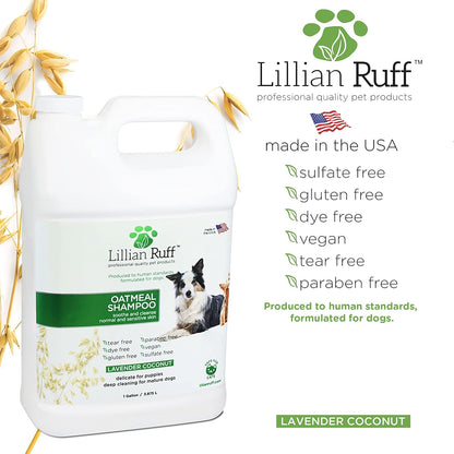Lillian Ruff Calming Oatmeal Pet Shampoo for Dry Skin & Itch Relief with Aloe & Hydrating Essential