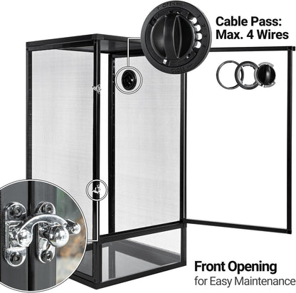 REPTI ZOO 16" x 16" x 30" Front Opening Chameleon Cage with 3-Sided Metal Mesh, 33 Gallon Screen