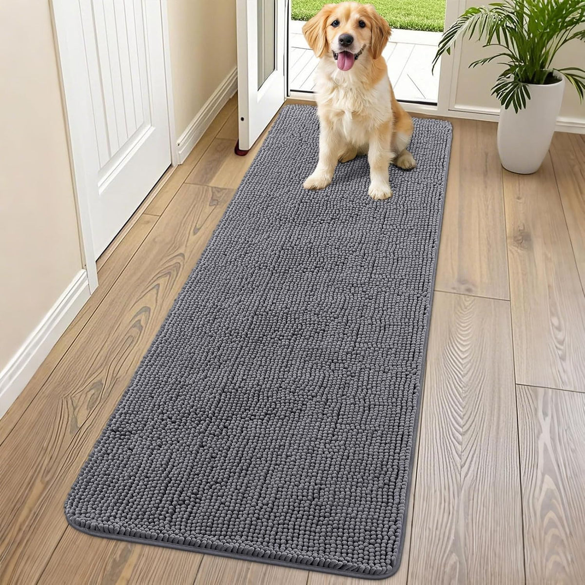 Smiry Dog Door Mat for Muddy Paws 70x24, Absorbs Moisture and Dirt Doormat, Non-Slip Washable Quick