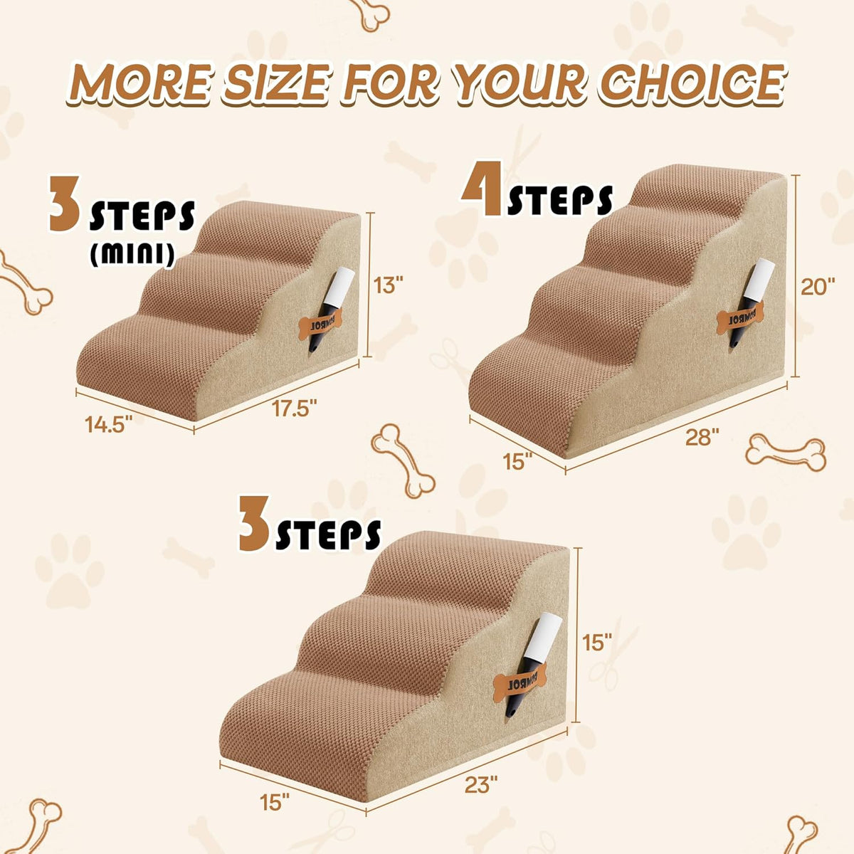 Romrol Dog Stairs Ramp for Beds Couches, Extra Wide Pet Steps with Durable Non-Slip Waterproof