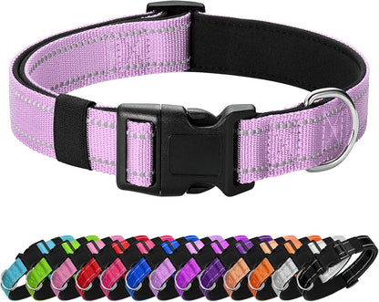 Reflective Dog Collar Padded with Soft Neoprene Breathable Quick Release Basic Dog Collars for