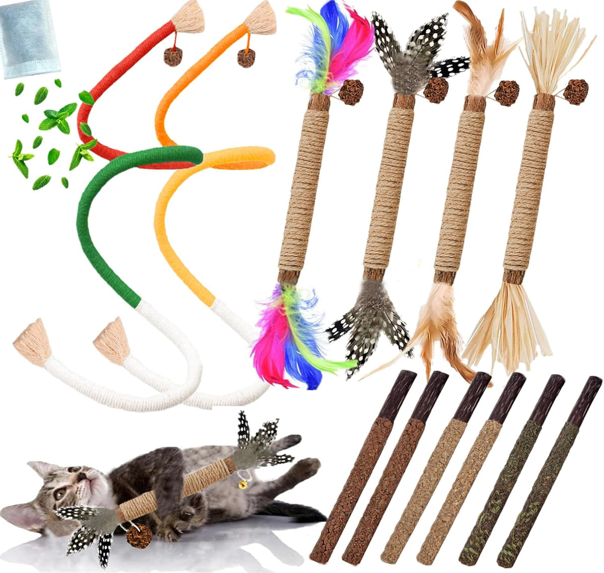 Cat Toys 12PCS Catnip Toy for Indoor Kitten Treat Cats Chew Stick for Dental Cleaning Teeth Kitten