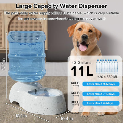 Kenond Water Dispenser Station for Large Dogs,3 Gallon/11L Gravity Automatic Feeder, Dog Water Bowl