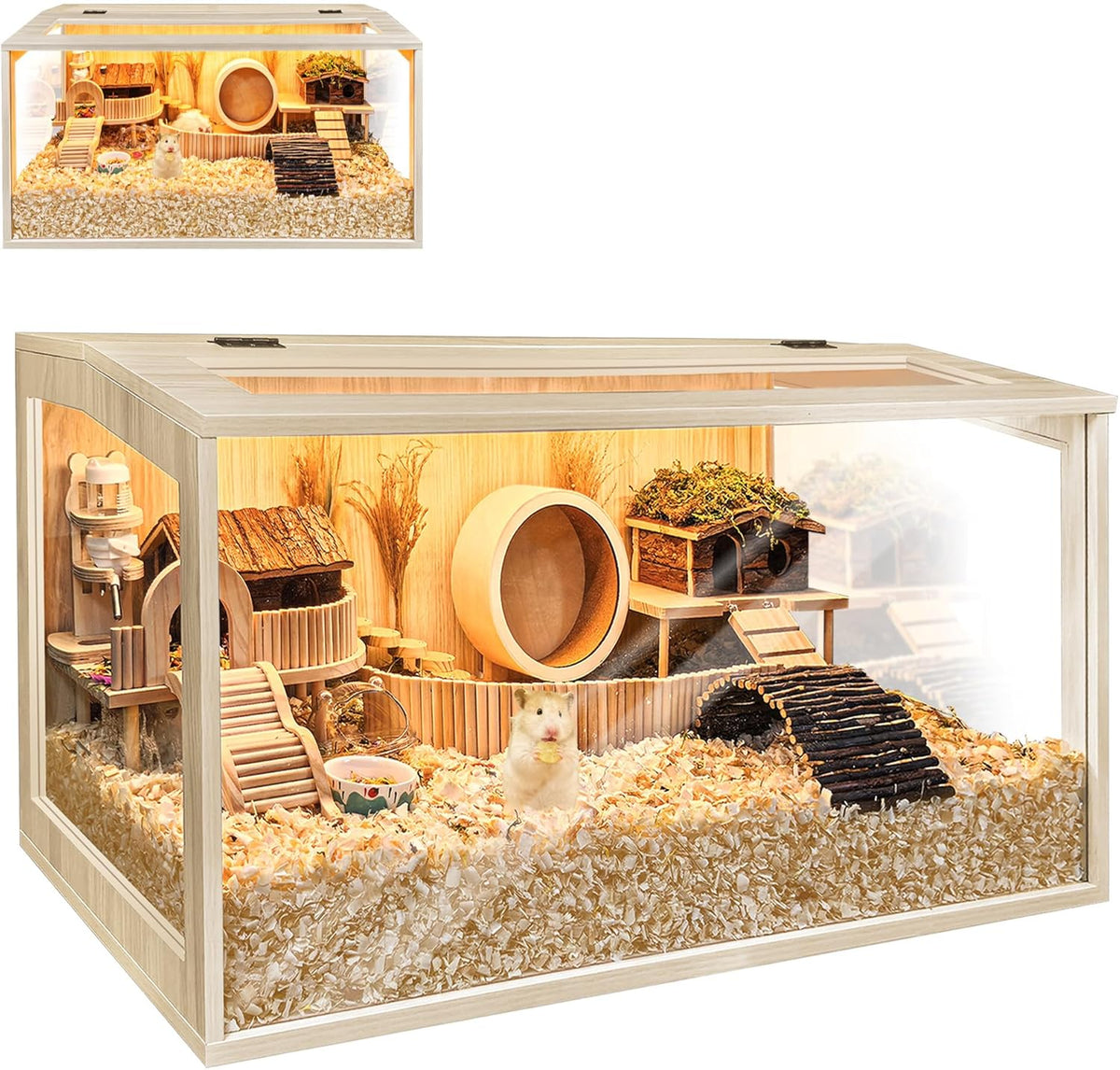 Prolee Hamster Cage Chewproof Wooden 24 Inch Guinea Pig Cages Mice and Rat Habitat Openable Top