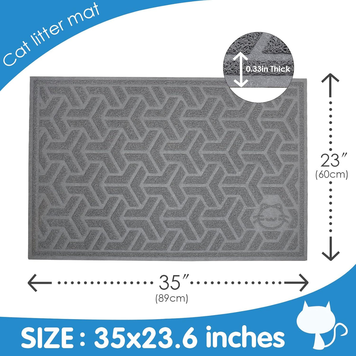 UPSKY Cat Litter Mat, Litter Trapping Mat Soft on Kitty Paws, Large Litter Box Mat 35" x 24"