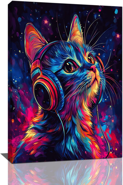 Cat Wall Art Canvas Fantastic Animal Wall Decor Prints Framed Painting Colorful Pictures Gifts