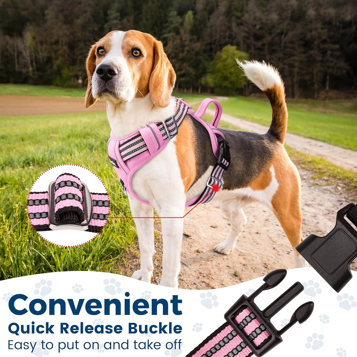 Funfox Dog Harness No Pull, Adjustable Pet Vest Harness, Super Soft Material with Vertical Handle