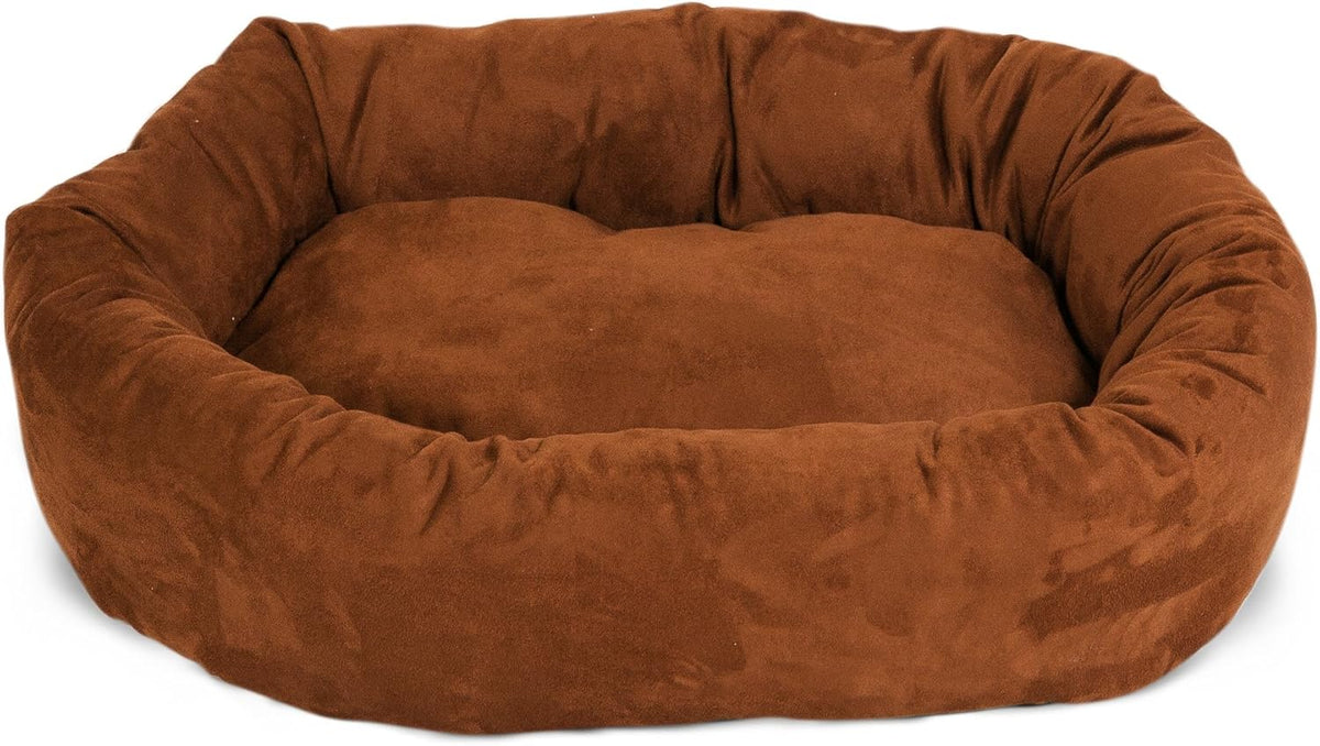 Majestic Pet 40 Inch Suede Calming Dog Bed Washable 40x29x9 (Inch) – Cozy Soft Round Donut Dog Bed
