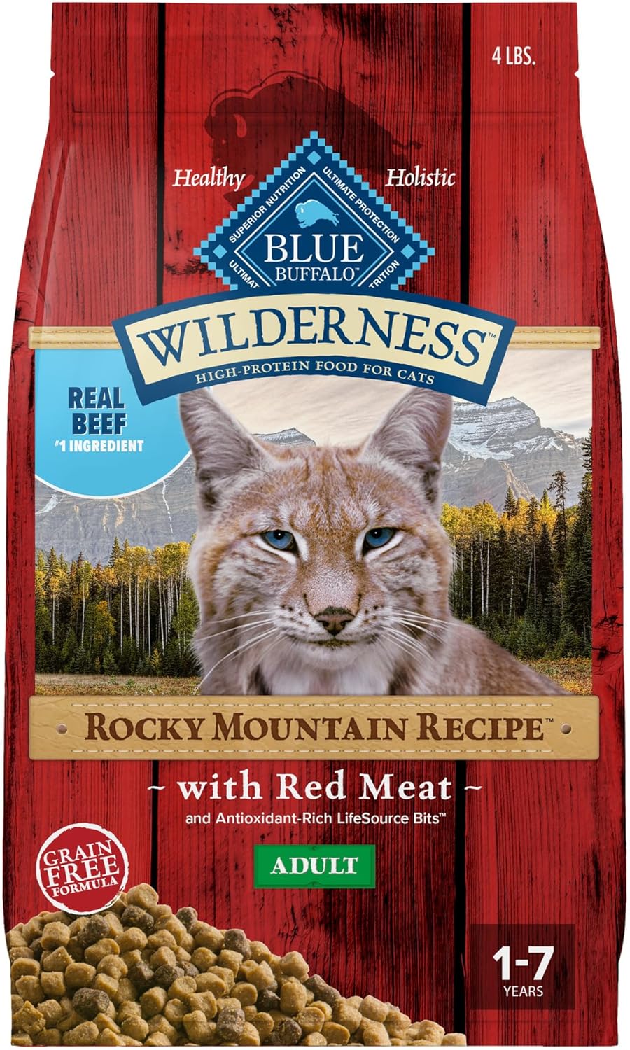 Blue Buffalo Wilderness Adult Dry Cat Food, Rocky Mountain Recipe, Chicken-Free & Grain-Free Recipe