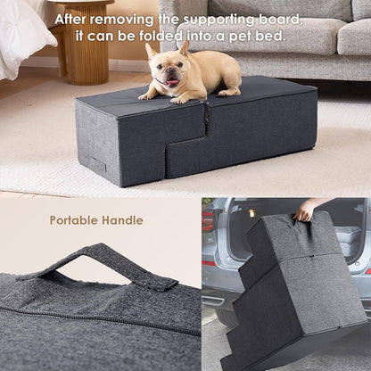 EHEYCIGA Dog Stairs for Bed 20" H, 4-Step Extra Wide Dog Steps for High Bed, Pet Steps for Small