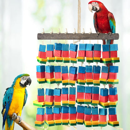 Extra Large Bird Toys, 21.6inch XL Macaw African Grey Parrot Chewing Toys, Natural Wooden Block