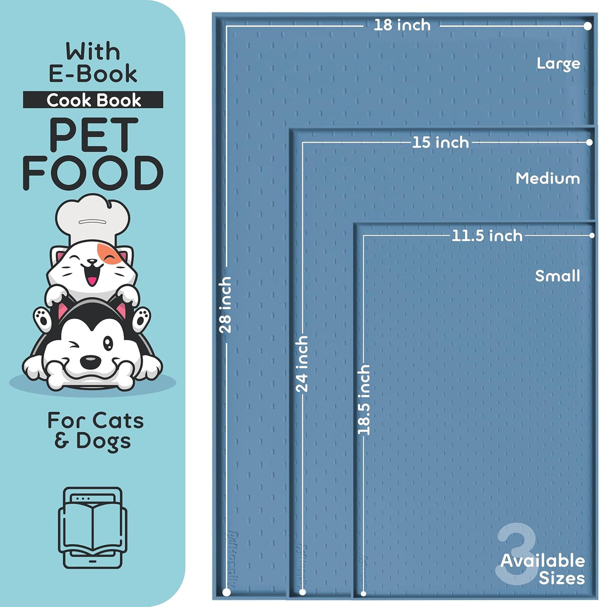Dog Food Mat - 24x15 Raised Edges Dogs Mat for Food and Water Prevent Spill, Waterproof Cat Food