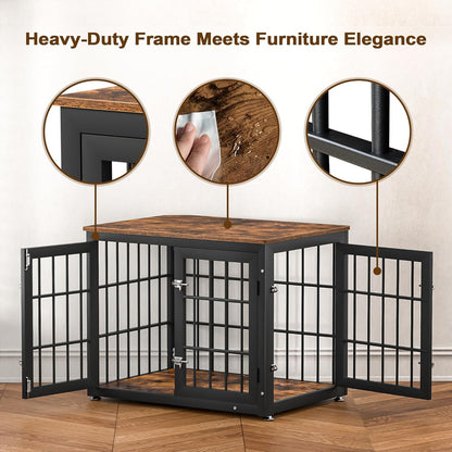 32 Inch Heavy Duty Dog Crate Furniture for Medium and Small Dogs, Decorative Pet House End Table