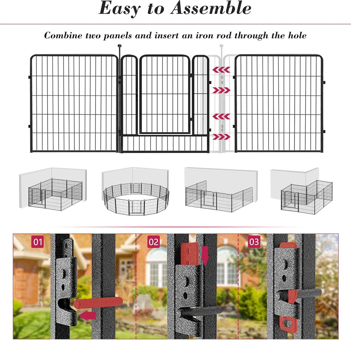 Dog Playpen 32 inch 28 Panels Indoor Outdoor Dog Pen for Medium/Small Dogs Heavy Duty Metal Dog