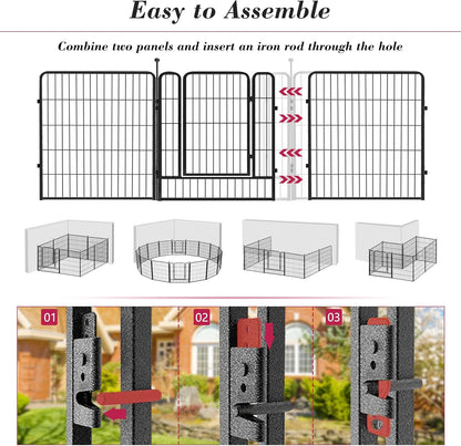 Dog Playpen 32 inch 10 Panels Indoor Dog Pen for Medium/Small Dogs Heavy Duty Metal Dog Fence