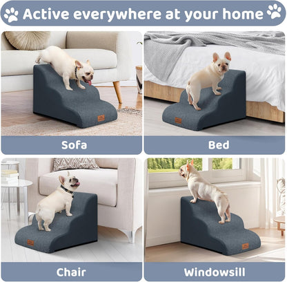 Dog Ramp and Stair for Bed 16" H-20 H,3-Step Cat Stair for Sofa and Chair,4-Step Dog Ramp for High
