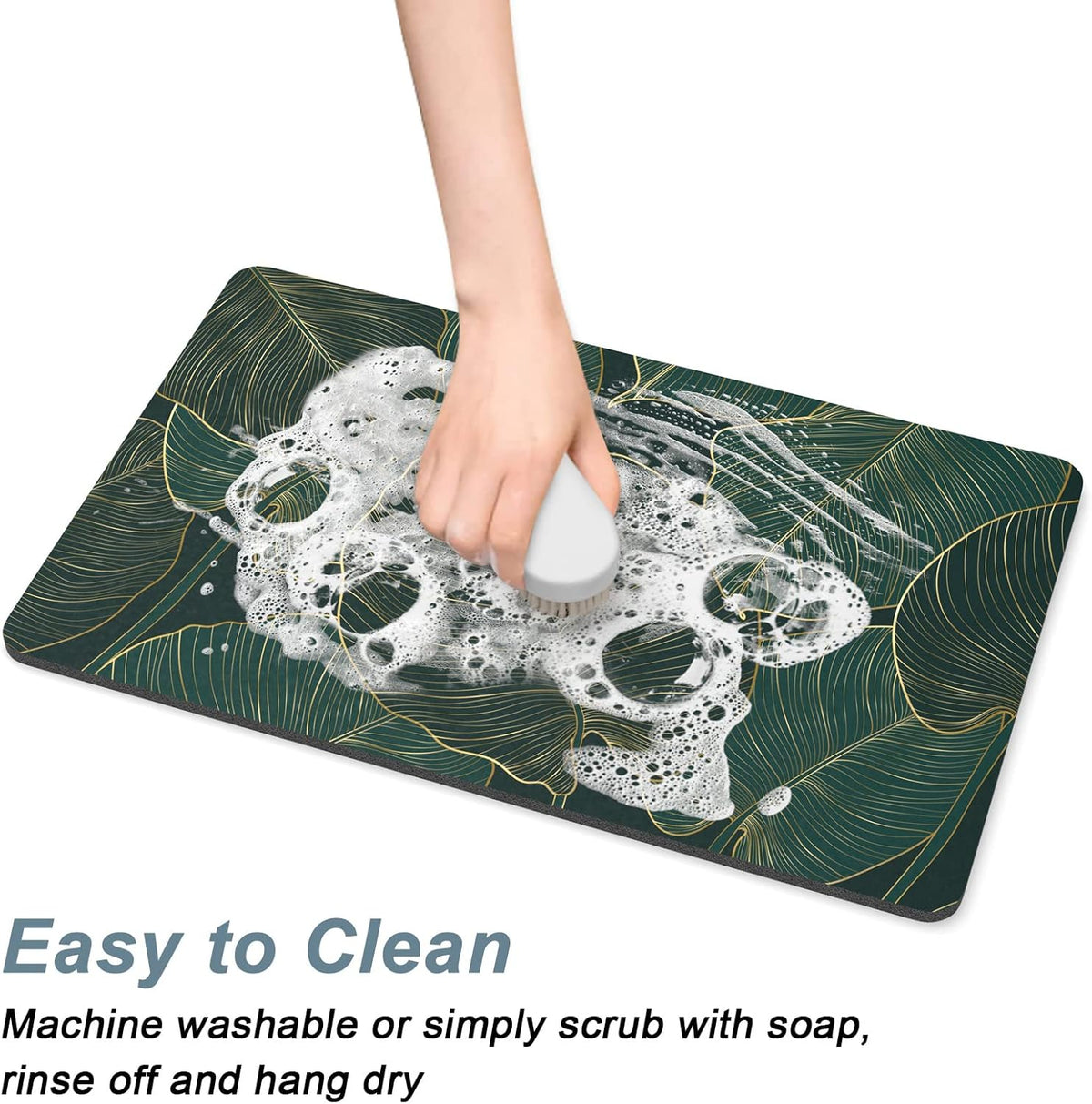 Rnivvi Dog Food Mat, 12" x 19" Flower Absorbent Dog Cat Bowl Mat for Food and Water, Cute Anti-Slip