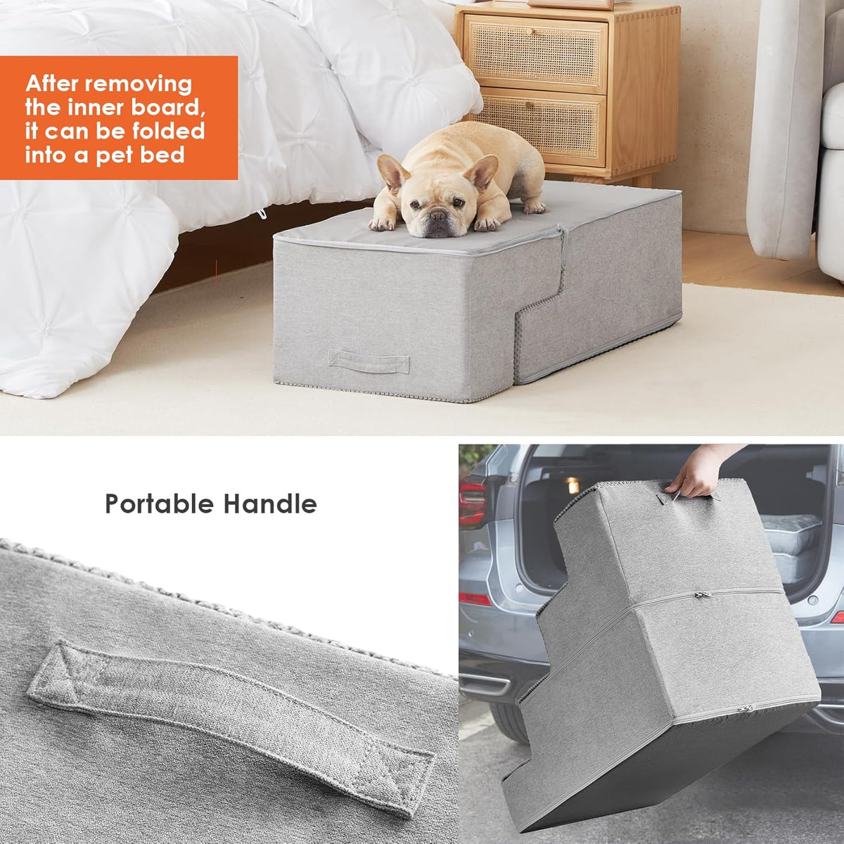 EHEYCIGA Dog Stairs for Bed 20" H, 4-Step Extra Wide Dog Steps for High Bed, Pet Steps for Small