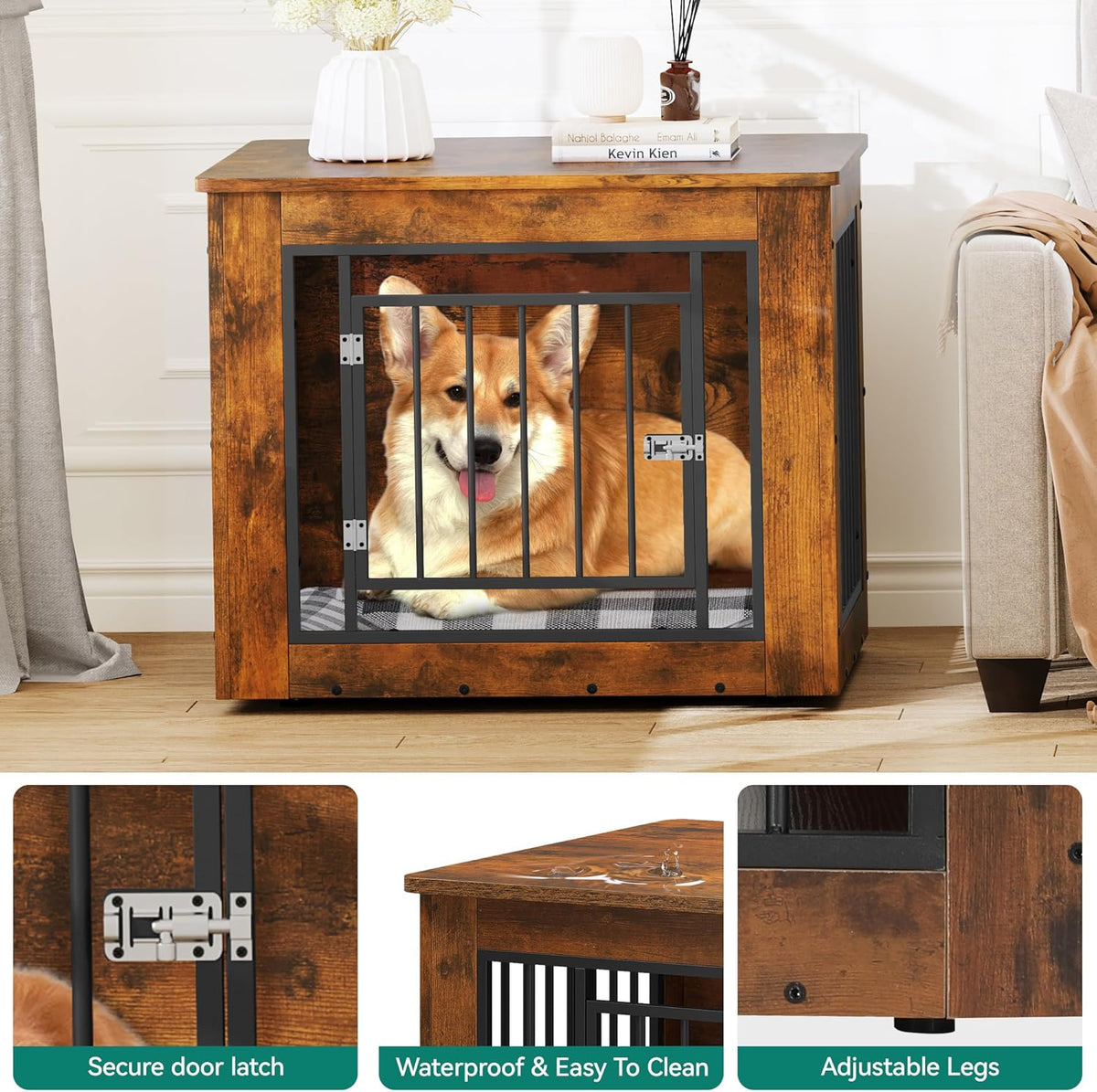 YITAHOME Dog Crate Furniture for Medium Dogs, Side End Table, Modern Dogs Kennel Indoor up to 35