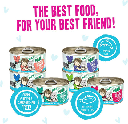 Weruva B.F.F. Play - Best Feline Friend Paté Lovers, Aw Yeah!, Play Paté Buffet Variety Pack, 2.8oz