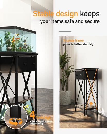 Fish Tank Stand 40 Gallon: Sturdy Aquarium Stand with Accessories Storage - Metal Fish Tank Table