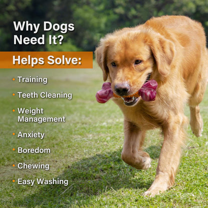 Apasiri Dog Toys for Aggressive Chewers Peanut Butter Flavored, 8" Tough Dog Chew Bone, Nylon &