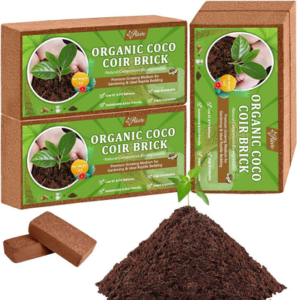 Riare 4pcs Organic Coco Coir Bricks Soil Blocks- 100% Natural Compressed Coco Peat Brick Coconut