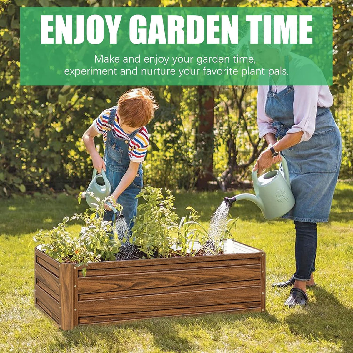 SnugNiture Galvanized Raised Garden Bed 4x4x2FT Outdoor Large Metal Planter Box Steel Kit for